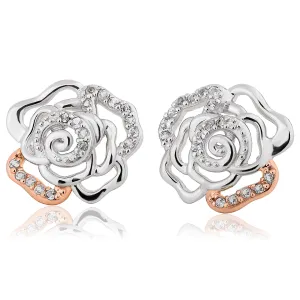 Clogau Royal Roses Sterling Silver White Topaz Stud Earrings