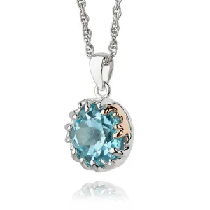Clogau Salacia Sterling Silver 9ct Rose Gold Blue Topaz Necklace