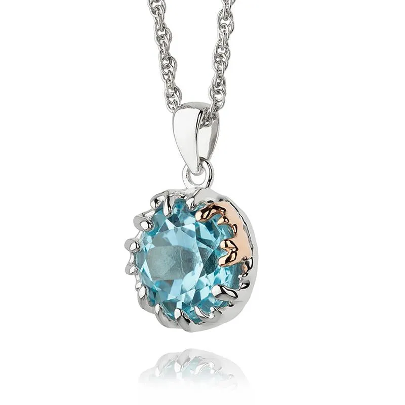 Clogau Salacia Sterling Silver 9ct Rose Gold Blue Topaz Necklace