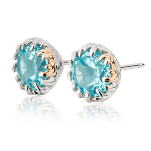 Clogau Salacia Sterling Silver 9ct Rose Gold Blue Topaz Stud Earrings
