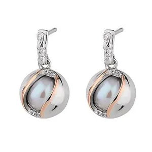 Clogau Salacia Sterling Silver White Topaz Pearl Oyster Stud Earrings D