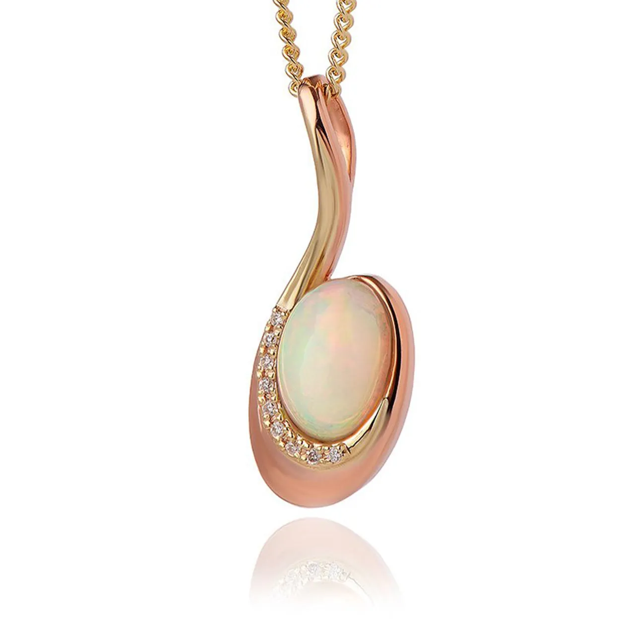 Clogau Serenade Yellow and Rose Gold Opal Pendant