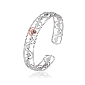 Clogau Sterling Silver 9ct Rose Gold Blue Topaz Kensington Palace Bangle