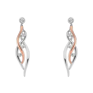 Clogau Swallow Falls Sterling Silver 9ct Rose Gold Drop Earrings