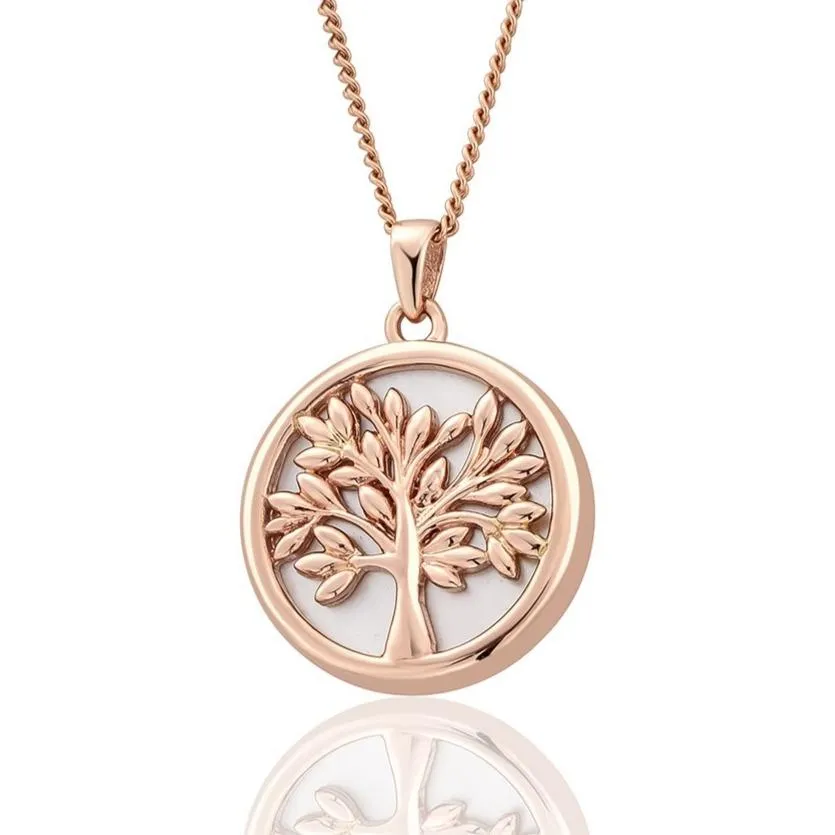 Clogau Tree of Life 9ct Rose Gold Mother of Pearl Circle Necklace