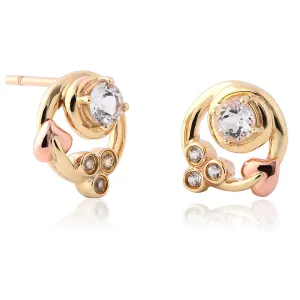 Clogau Tree Of Life 9ct Yellow And Rose Gold White Topaz Stud Earrings