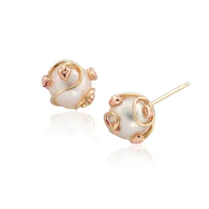 Clogau Tree Of Life 9ct Yellow Rose Gold Pearl Caged Earrings D