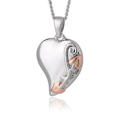 Clogau Tree Of Life Silver Rose Gold Heart Necklace
