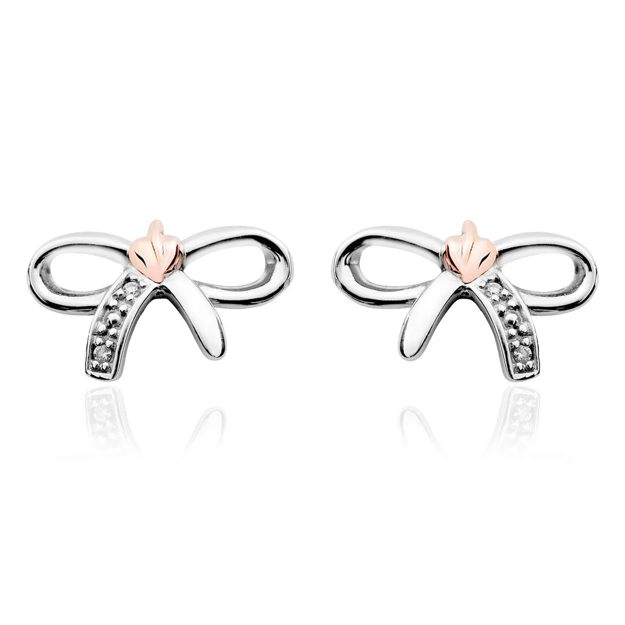 Clogau Tree of Life Sterling Silver Diamond Bow Stud Earrings
