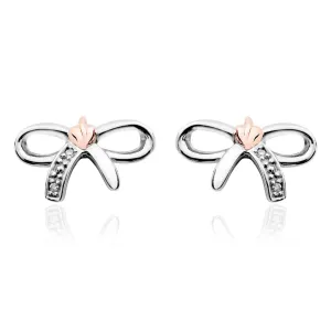 Clogau Tree of Life Sterling Silver Diamond Bow Stud Earrings