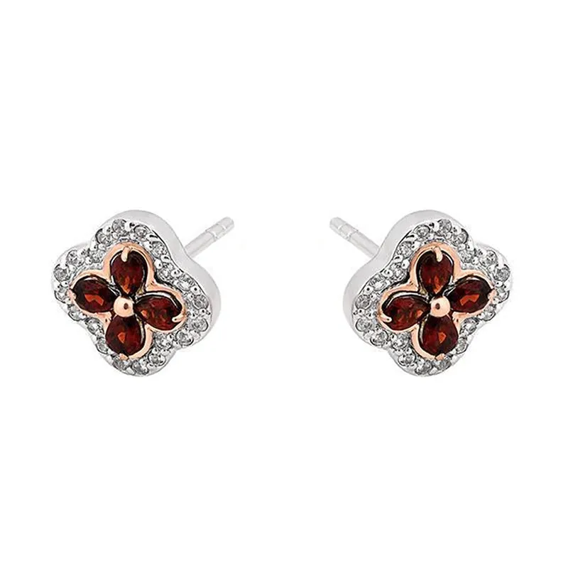 Clogau Tudor Court Sterling Silver Garnet Stud Earrings D