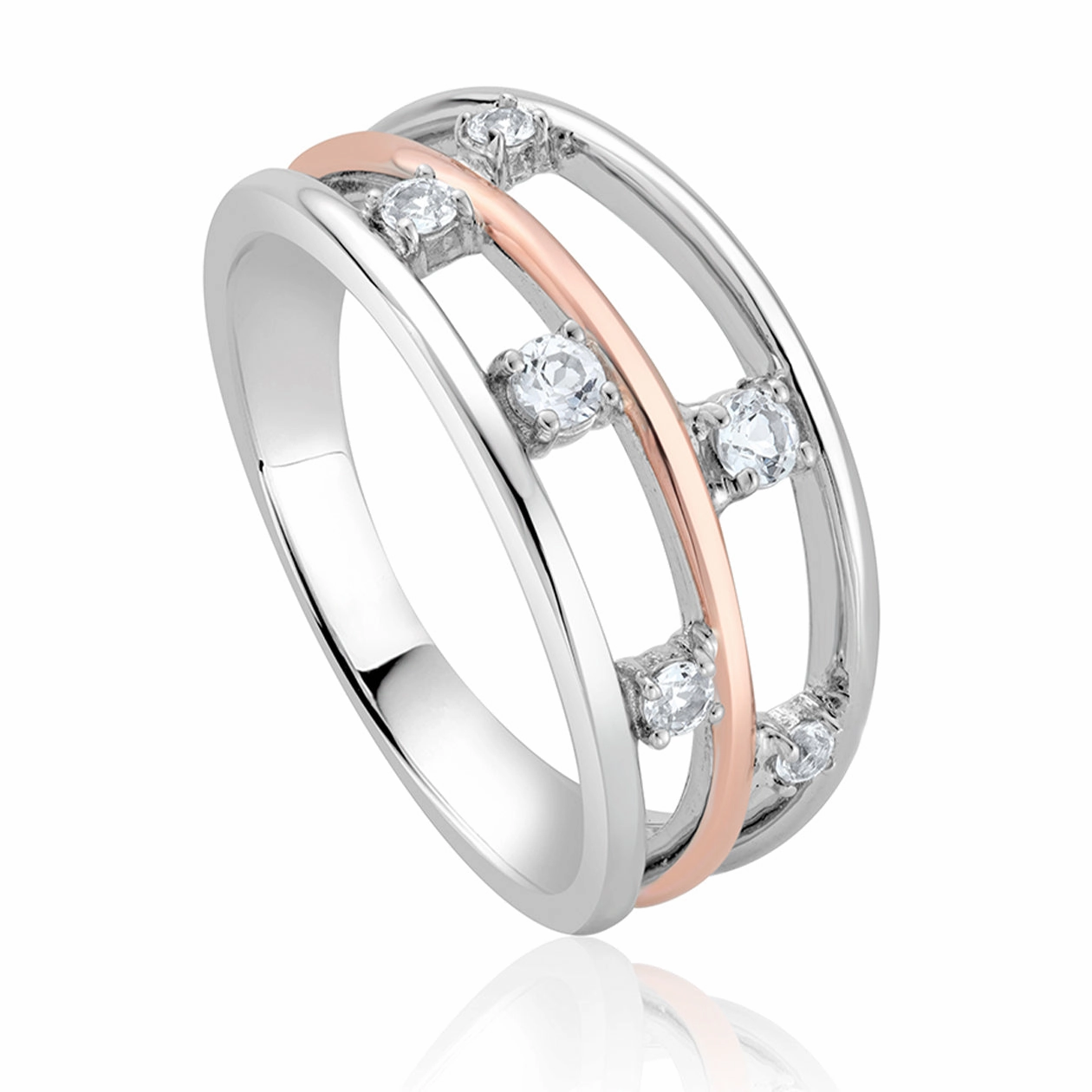 Clogau Awyr Y Nos Sterling Silver White Topaz Ring