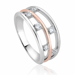 Clogau Awyr Y Nos Sterling Silver White Topaz Ring