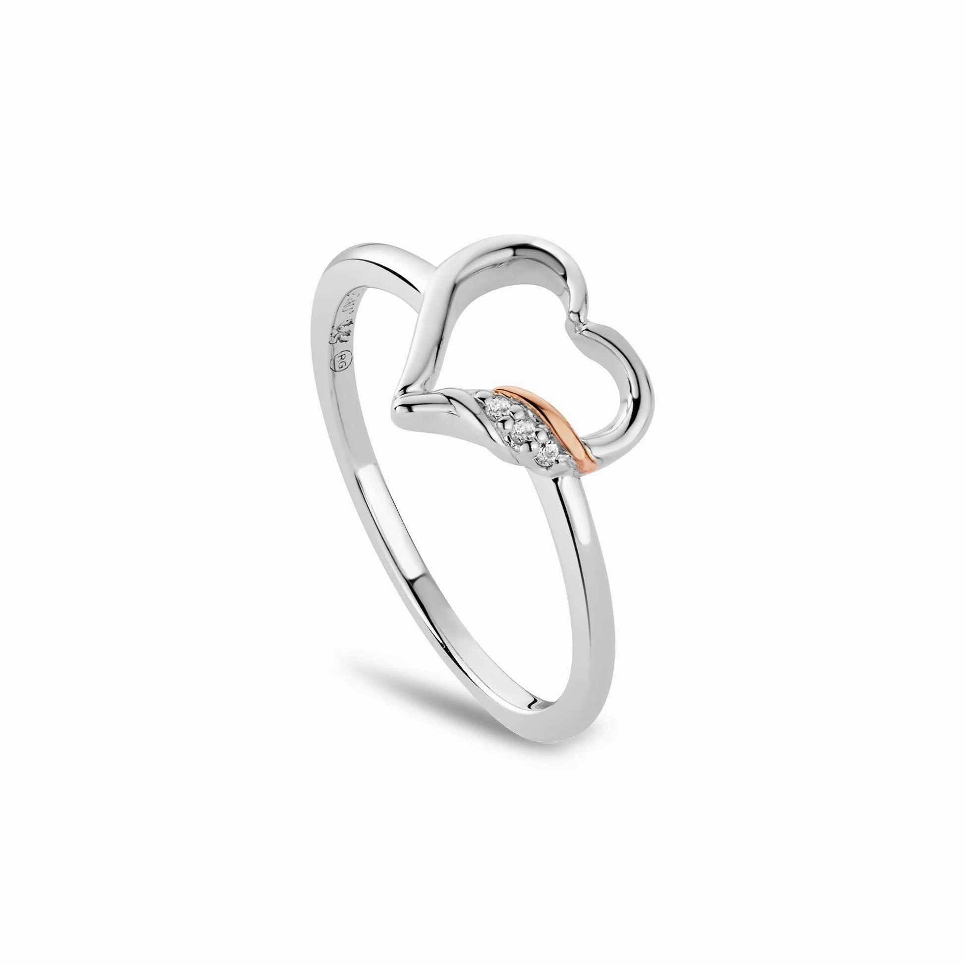 Clogau Past Present Future Heart Silver Ring