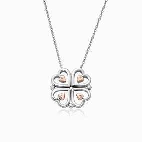 Clogau Tree Of Life Sterling Silver Heart Clover Necklace