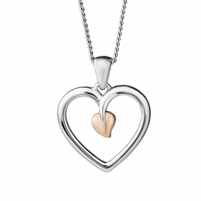 Clogau Tree Of Life Sterling Silver Rose Gold Heart Necklace