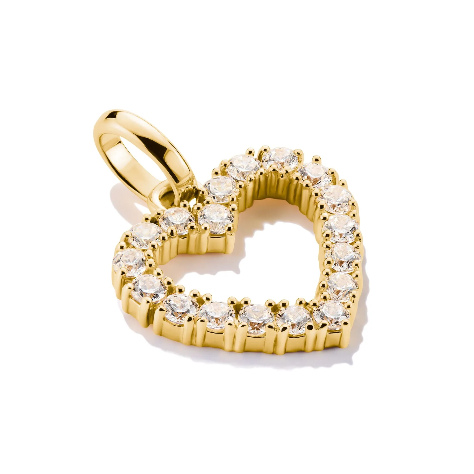 Connect Charm heart with white stones in Gold
