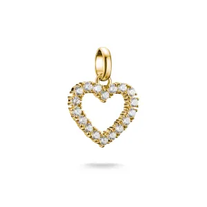 Connect Charm heart with white stones in Gold