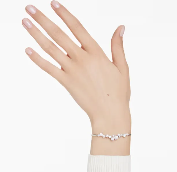 Constella Pearl & Round Cuts Silver Bangle