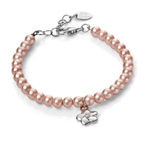 D For Diamond Sterling Silver Freshwater Pearl Flower Charm Bracelet D