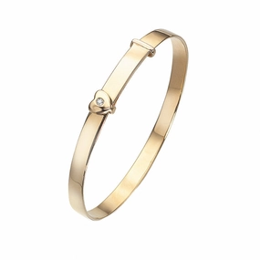 D For Diamond 9ct Yellow Gold Diamond Baby Bangle D