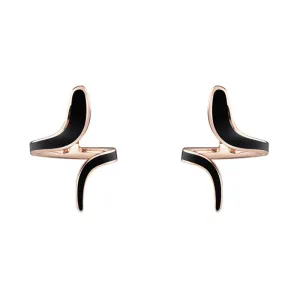 Damiani Eden 18ct Rose Gold Diamond Black Ceramic Snake Earrings