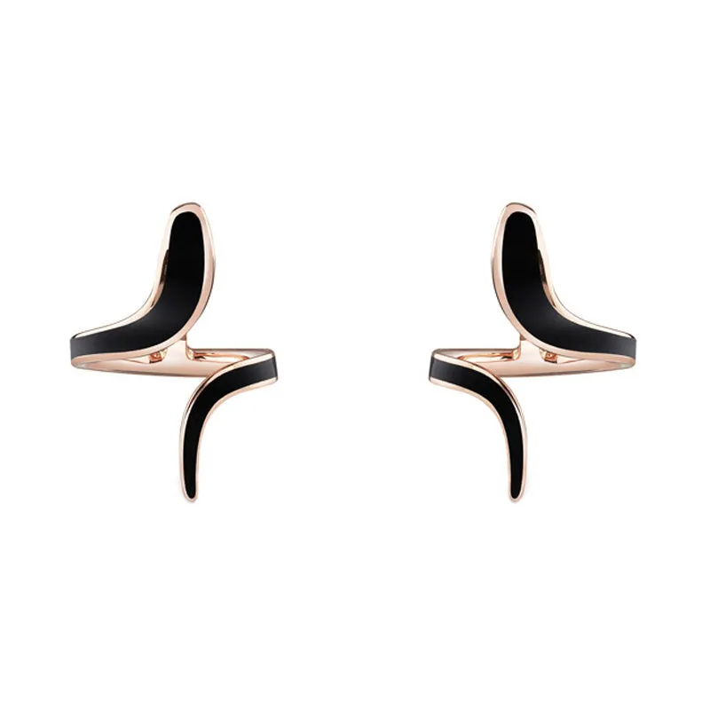 Damiani Eden 18ct Rose Gold Diamond Black Ceramic Snake Earrings