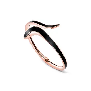 Damiani Eden 18ct Rose Gold Diamond Black Ceramic Snake Hinged Bracelet