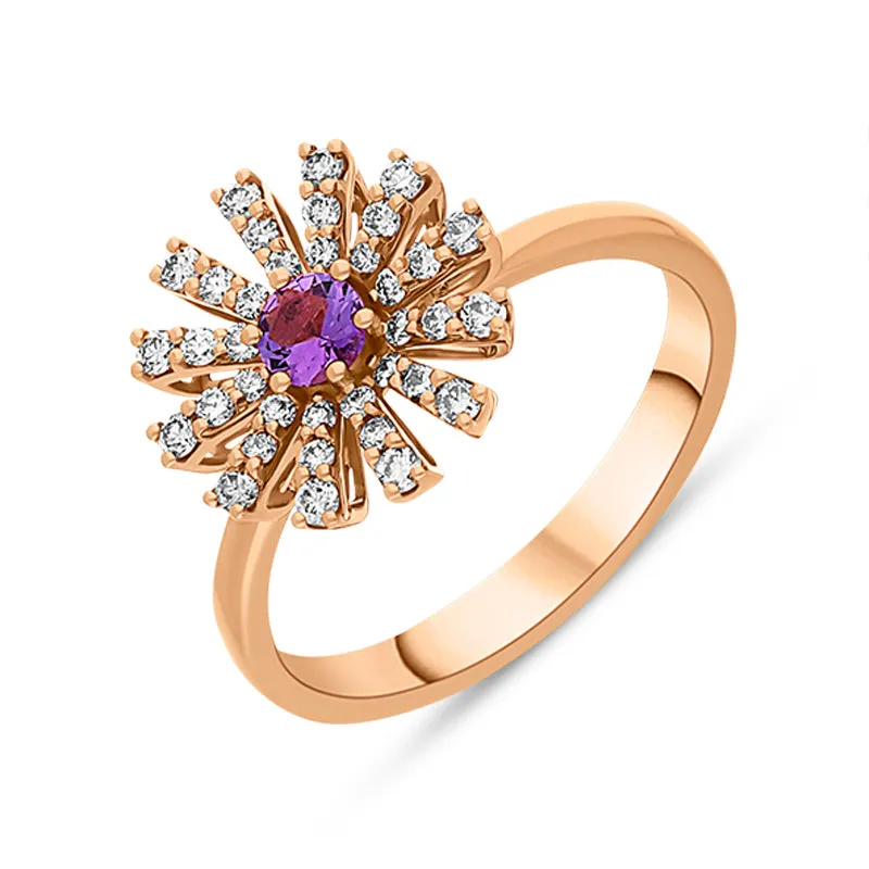 Damiani Margherita 18ct Rose Gold 0.35ct Brown Diamond Amethyst Ring