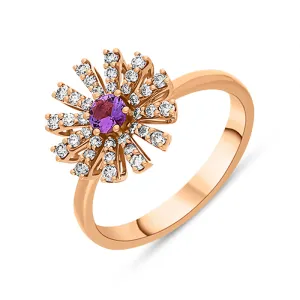 Damiani Margherita 18ct Rose Gold 0.35ct Brown Diamond Amethyst Ring