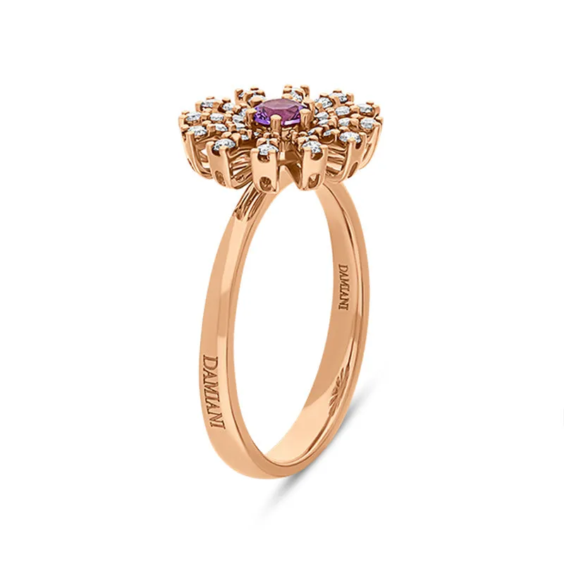 Damiani Margherita 18ct Rose Gold 0.35ct Brown Diamond Amethyst Ring