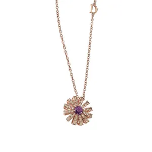 Damiani Margherita 18ct Rose Gold 0.60ct Brown Diamond Amethyst Necklace