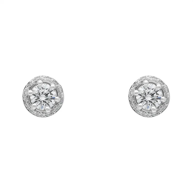Damiani Minou 18ct White Gold 0.50ct Diamond Round Cut Pave Stud Earrings