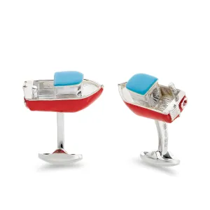 Deakin & Francis Cufflinks Enamel Red And Blue Tug Boat