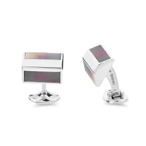Deakin & Francis Cufflinks Sterling Silver Pyramid Shape With Grey Mother Of Pearl Inlay