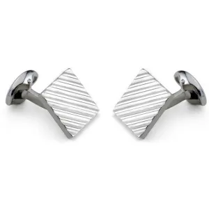 Deakin & Francis Cufflinks Sterling Silver Square Engine Turned