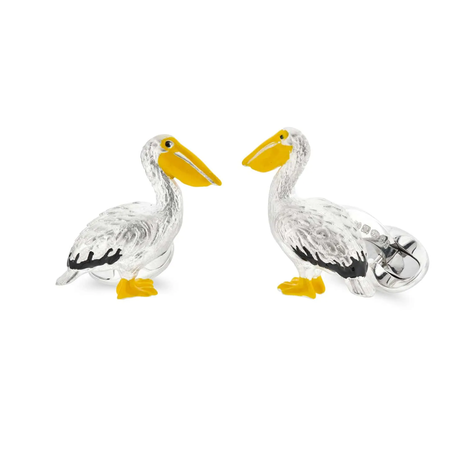Deakin & Francis Sterling Silver Enamel Pelican Cufflinks