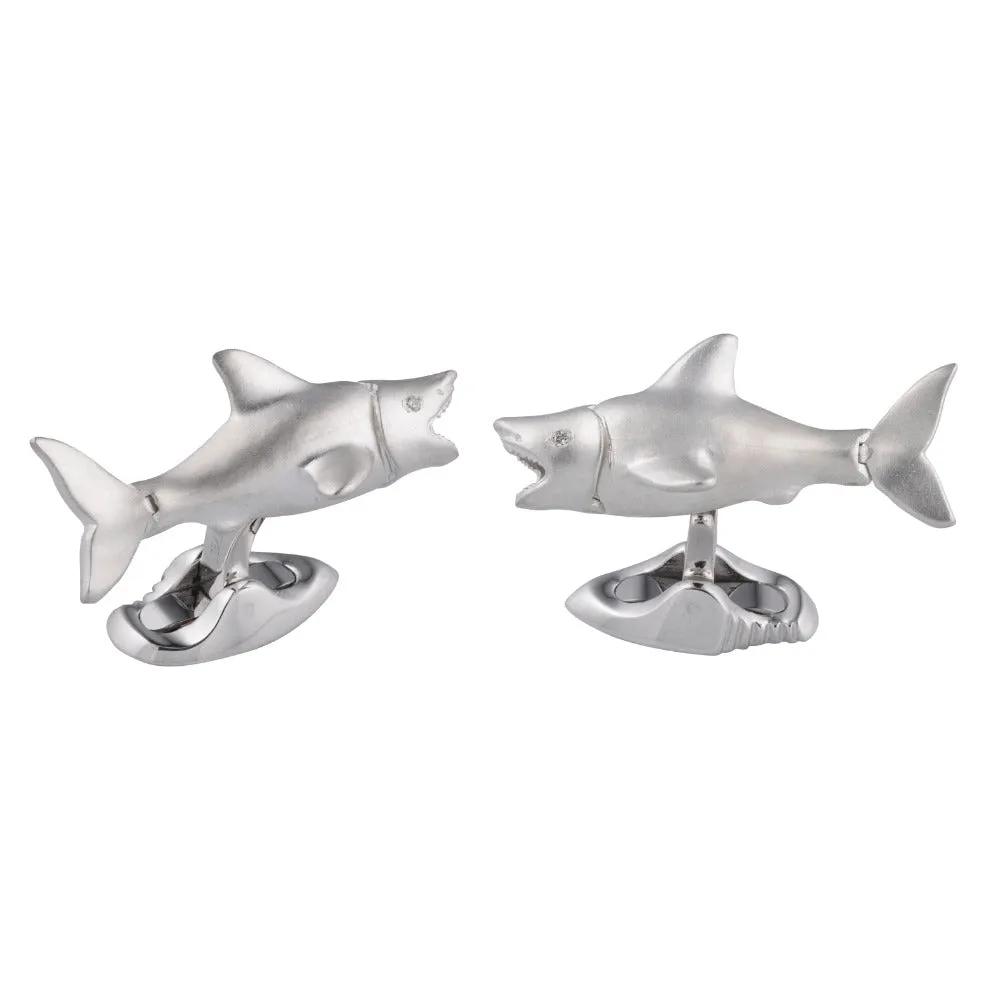 Deakin & Francis Sterling Silver Shark Cufflinks