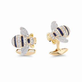 Deakin & Francis Cufflinks 18ct Yellow Gold Sapphire and Diamond Bumble Bee