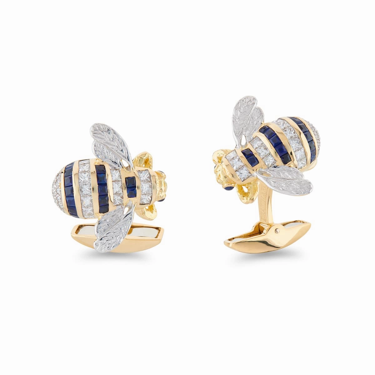 Deakin & Francis Cufflinks 18ct Yellow Gold Sapphire and Diamond Bumble Bee
