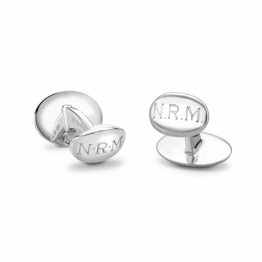 Deakin & Francis Cufflinks Sterling Silver Embroidered Black And Grey Bug