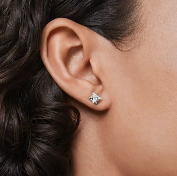 Dextera Star with Crystals Silver Stud Earrings