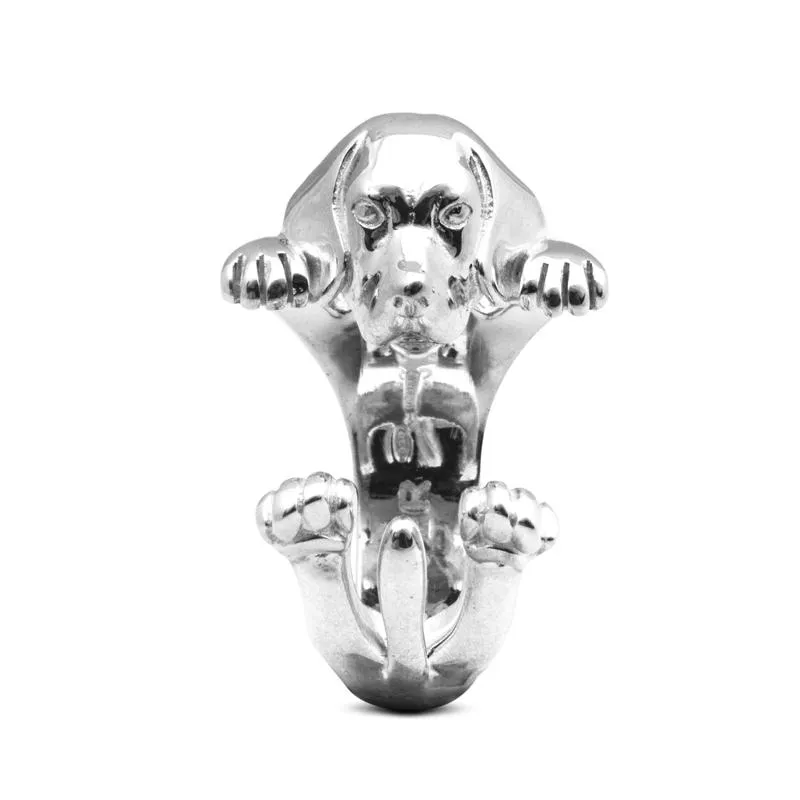 Dog Fever Sterling Silver Beagle Hug ring D