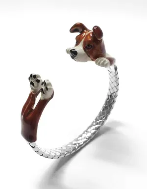 Dog Fever Sterling Silver Enamelled American Staffordshire Hug Bracelet D