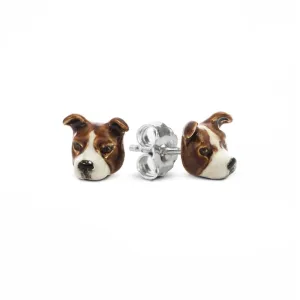 Dog Fever Sterling Silver Enamelled American Staffordshire / Pitbull Muzzle Earrings D
