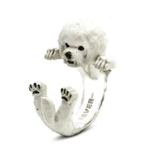 Dog Fever Sterling Silver Enamelled Bichon Frise Hug Ring