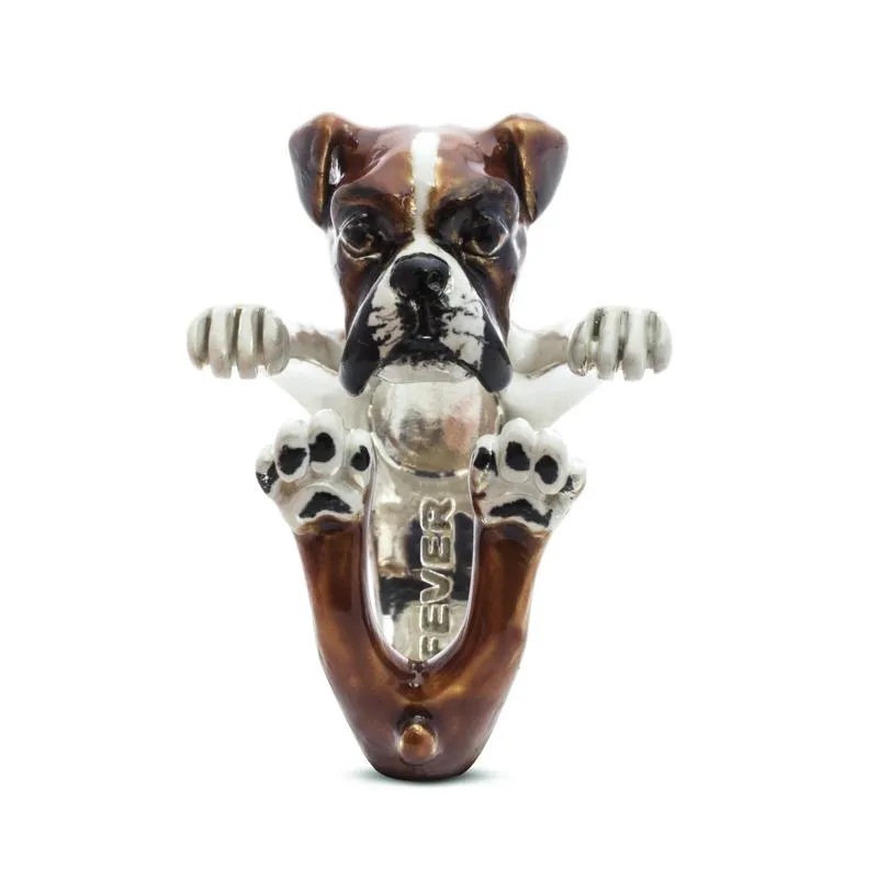 Dog Fever Sterling Silver Enamelled Boxer Hug Ring