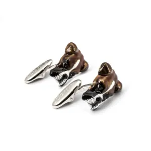 Dog Fever Sterling Silver Enamelled Boxer Muzzle Cufflinks
