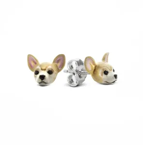 Dog Fever Sterling Silver Enamelled Chihuahua Muzzle Earrings D