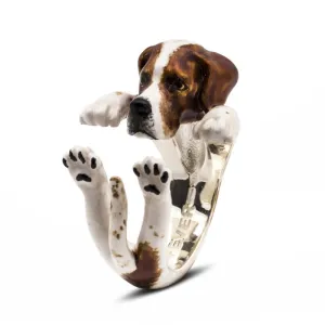 Dog Fever Sterling Silver Enamelled Pointer Hug ring D